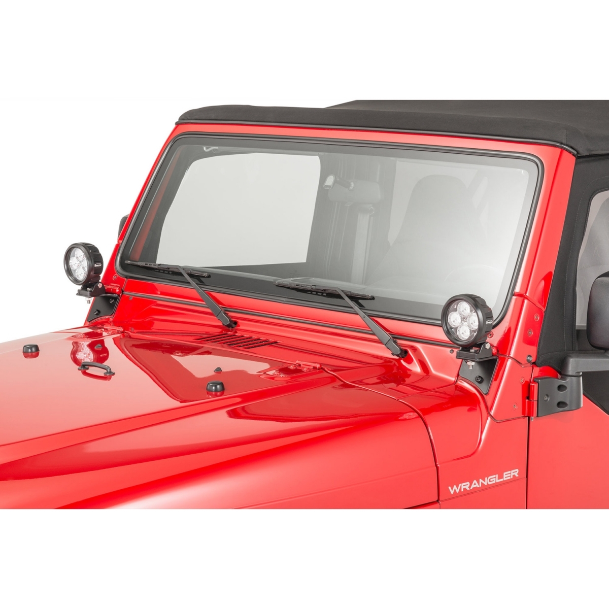 Kit Faretti LED Quadratec 4 rotondo con staffa di montaggio su parabrezza  per Jeep Wrangler TJ